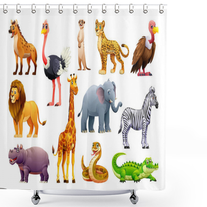 Personality  African Animals Set. Vector Cartoon Illustration Shower Curtains