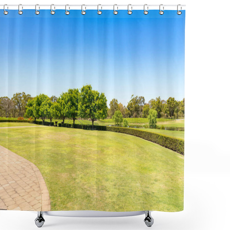 Personality  View Of Green Field And Trees Shower Curtains