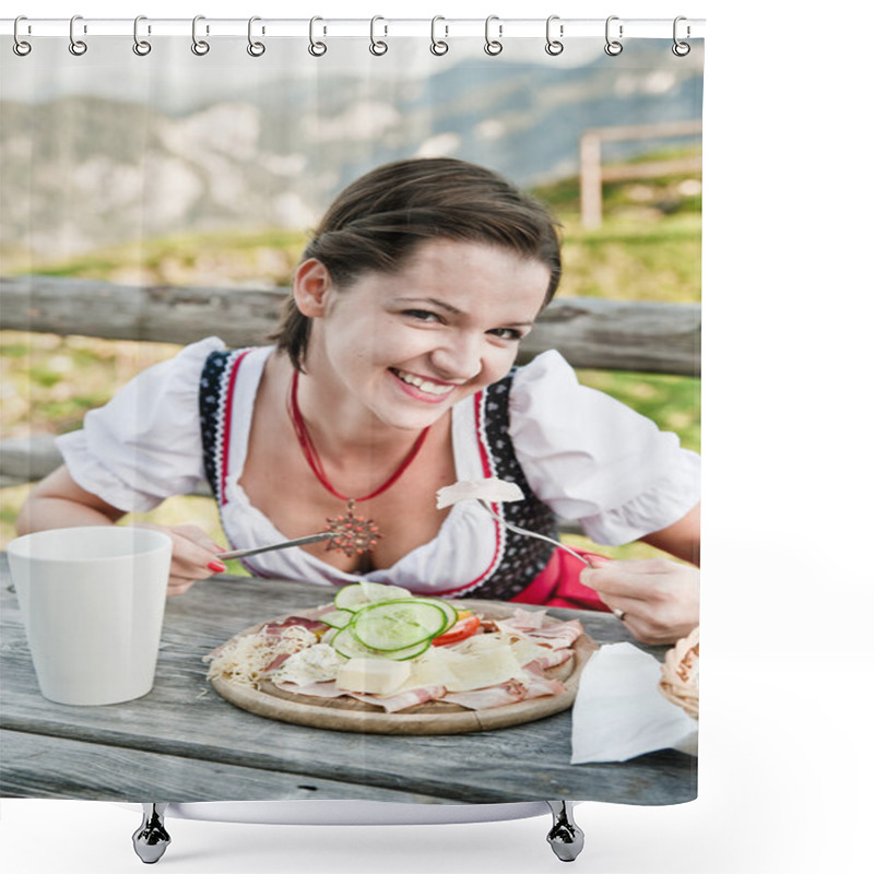 Personality  Lunch In The Alps Shower Curtains