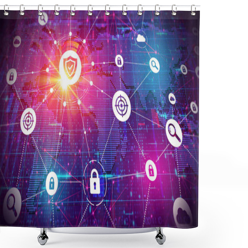 Personality  Cyber Threat Hunting - The Methods And Techniques Of Proactively Searching For Cyber Threats In A Network - Conceptual Illustration Shower Curtains