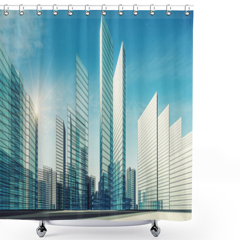 Personality  City Scene Downtown Abstract Architecture. 3d Rendering Shower Curtains