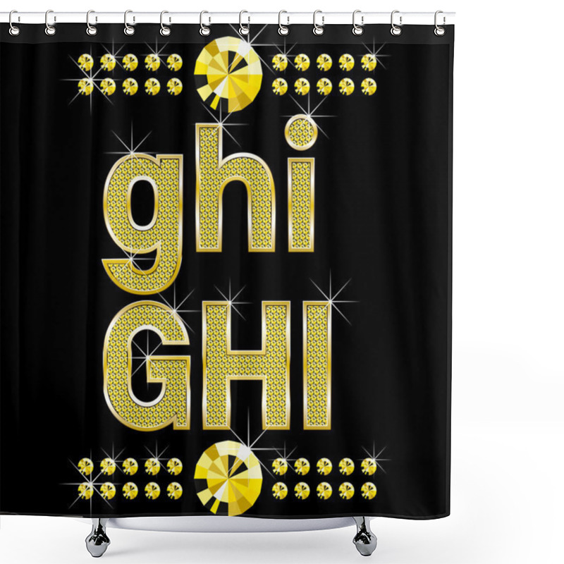 Personality  Golden Metall Diamond Letters And Numbers Big And Small Shower Curtains