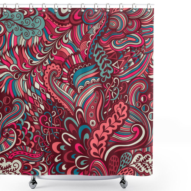 Personality  Vector Seamless Texture With Abstract Flowers. Endless Backgroun Shower Curtains