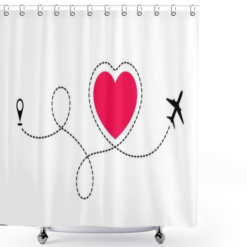 Personality  The Route Of Love Travel By Plane. Shower Curtains