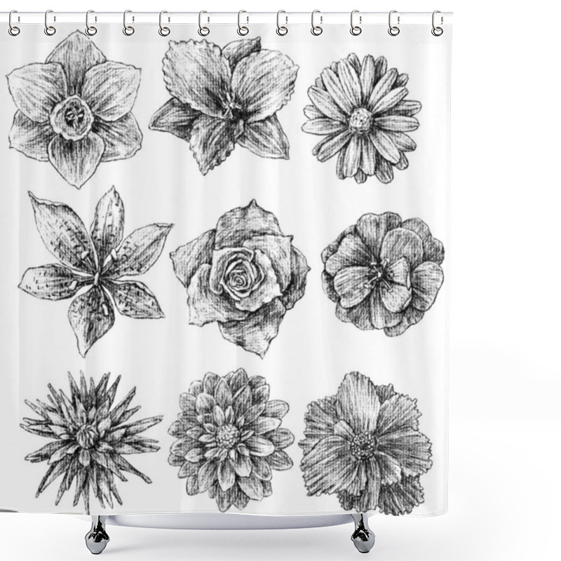 Personality  Sketches Of The Various Flowers Shower Curtains