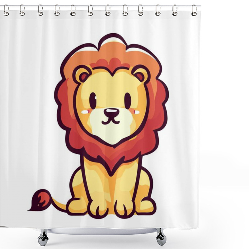 Personality  Cute Lion Vector Illustration, Adorable Lion Character Design For Wildlife Themes Shower Curtains