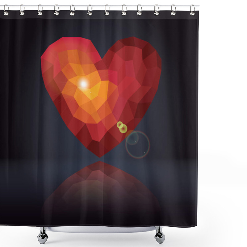 Personality  Triangles - Polygons Red Heart Shower Curtains