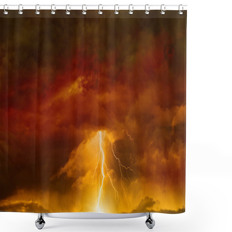 Personality  Dark Red Sky With Lightning Shower Curtains