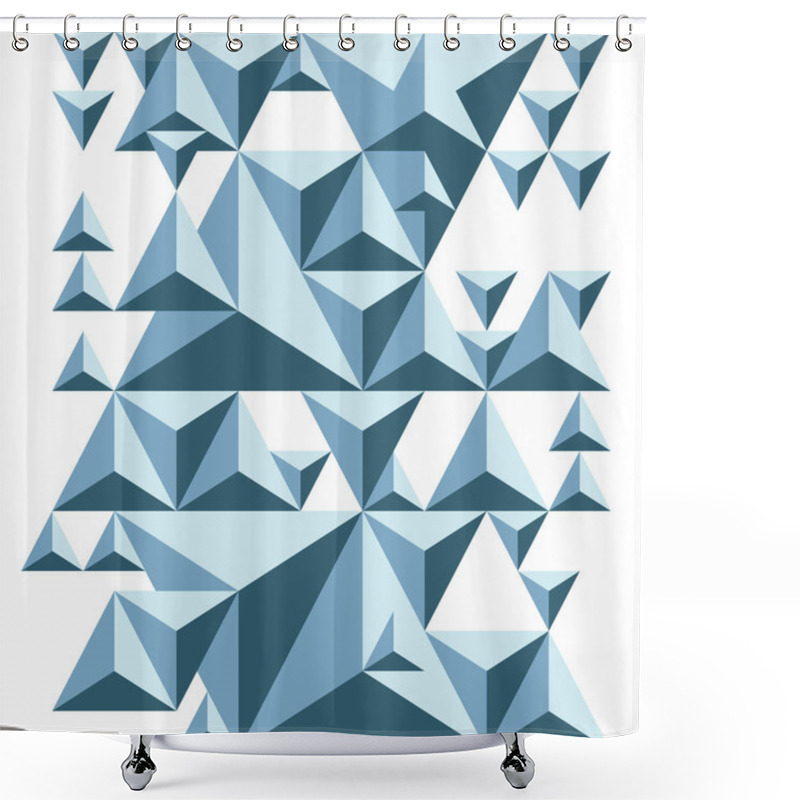 Personality  Geometric Monochrome 3d Seamless Background With Triangles. Shower Curtains