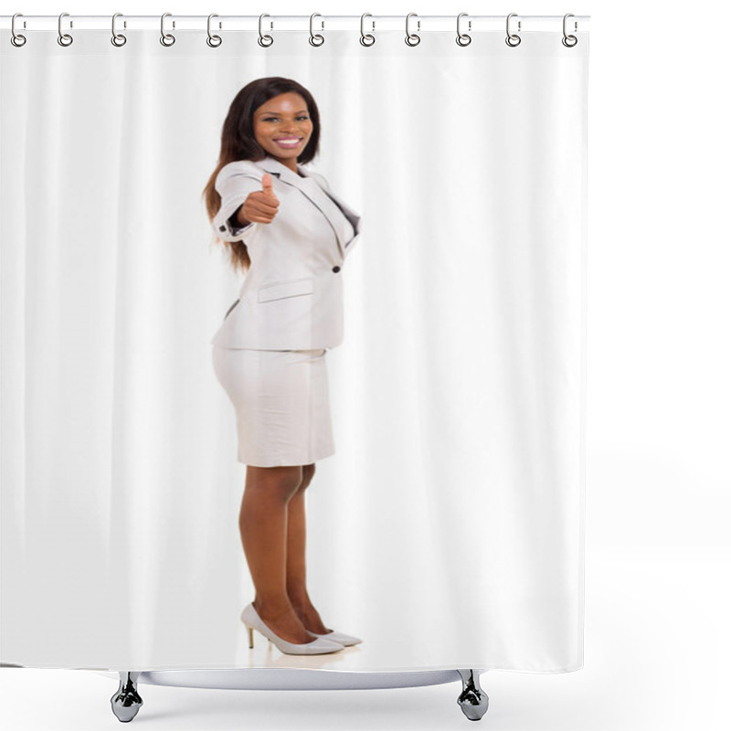 Personality  Afro American Businesswoman Giving Thumbs Up Shower Curtains