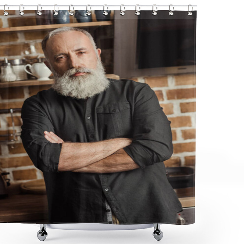 Personality  Confident Senior Man  Shower Curtains