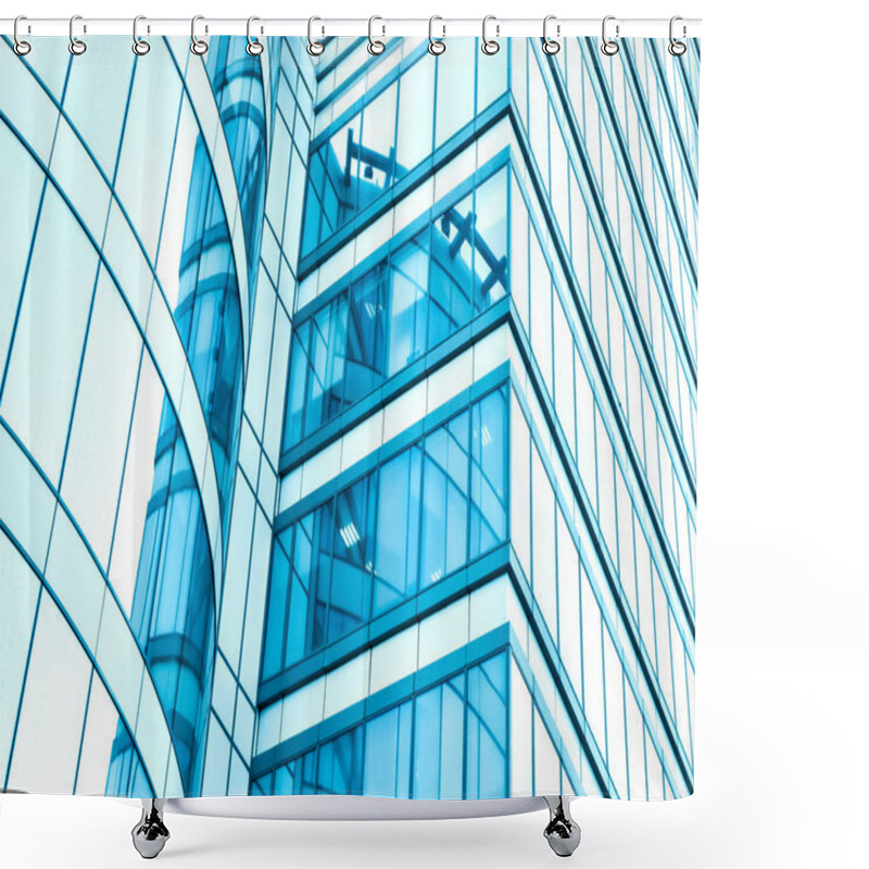 Personality  View To Background Of Glass Building Skyscrapers Shower Curtains