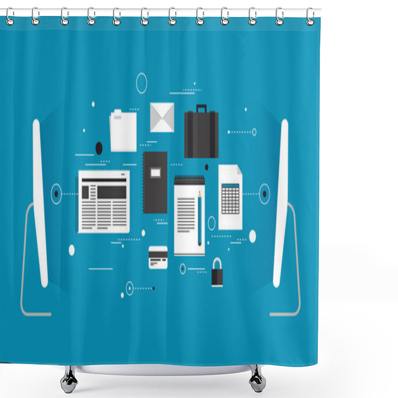 Personality  Data Transfer Flat Illustration Shower Curtains