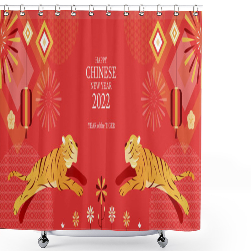 Personality  Year Of The Tiger, Chinese New Year 2022 Decoration Background Shower Curtains