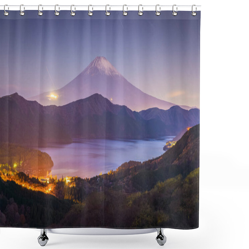 Personality  Mount Fuji And Lake Ashi At Sunrise In Autumn Shower Curtains