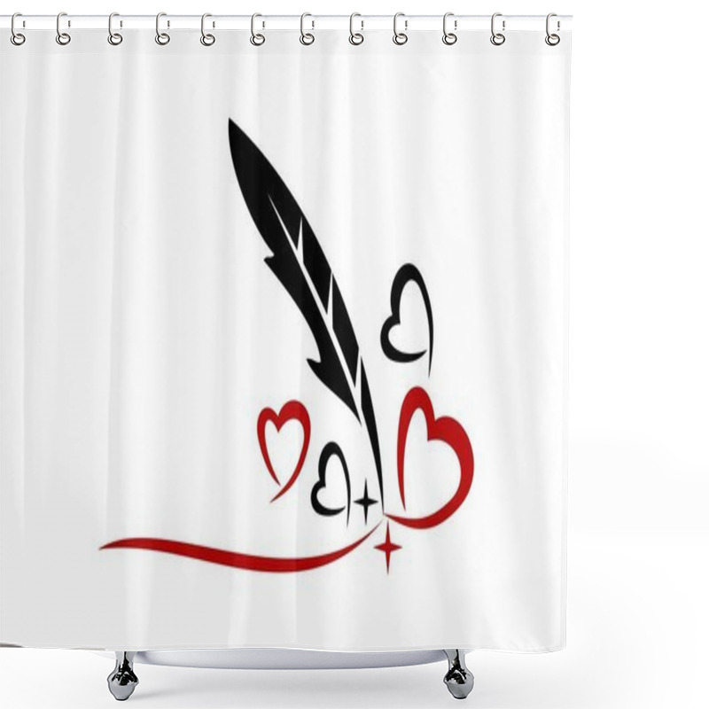 Personality  Feather Pen And Heart Shower Curtains