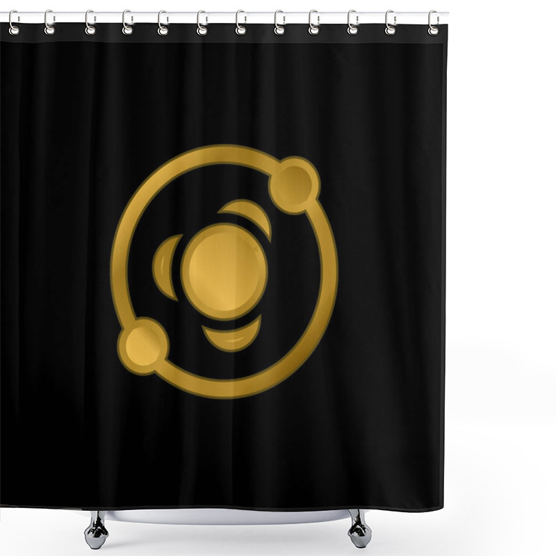 Personality  Atomic Structure Gold Plated Metalic Icon Or Logo Vector Shower Curtains