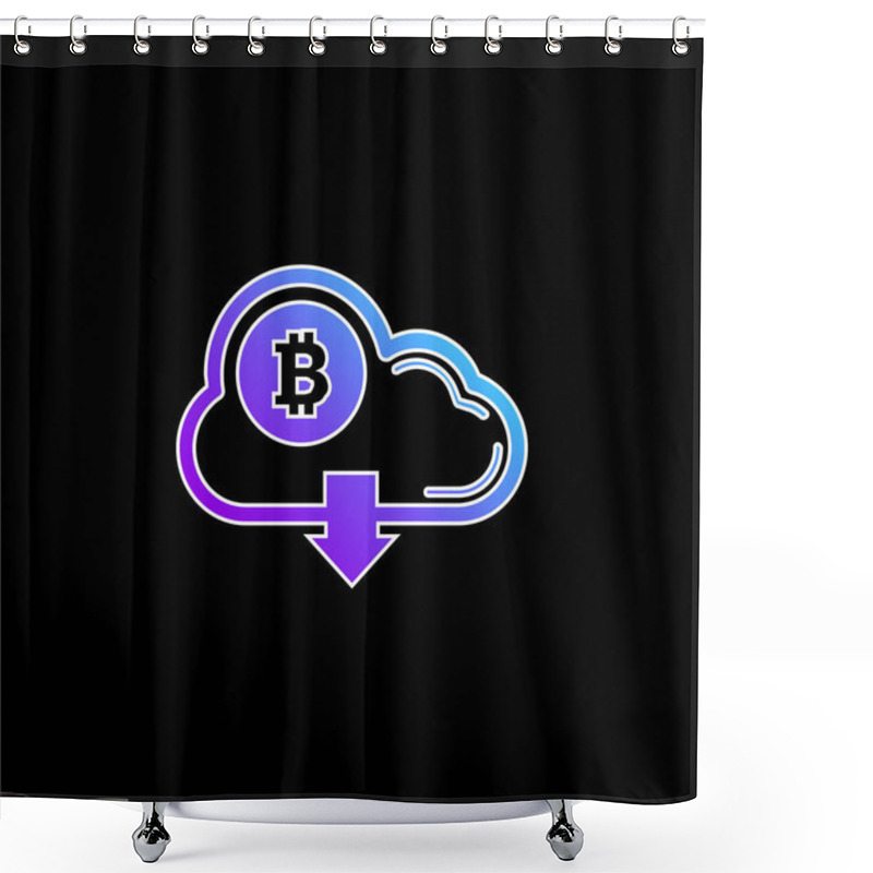 Personality  Bitcoin On Cloud With Down Arrow Symbol Blue Gradient Vector Icon Shower Curtains