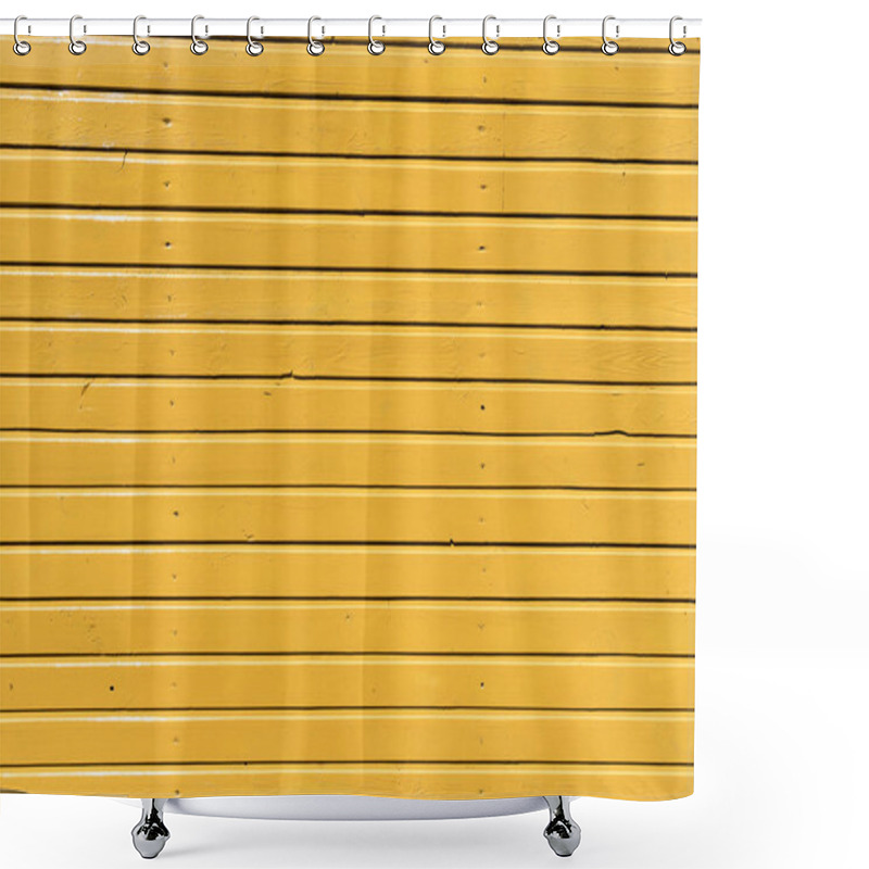 Personality  Bright Yellow Wooden Background With Horizontal Planks Shower Curtains