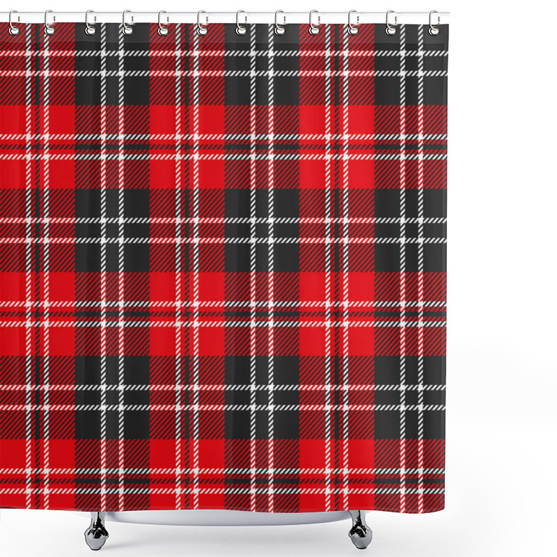 Personality  Tartan Red And Black Seamless Pattern. Shower Curtains