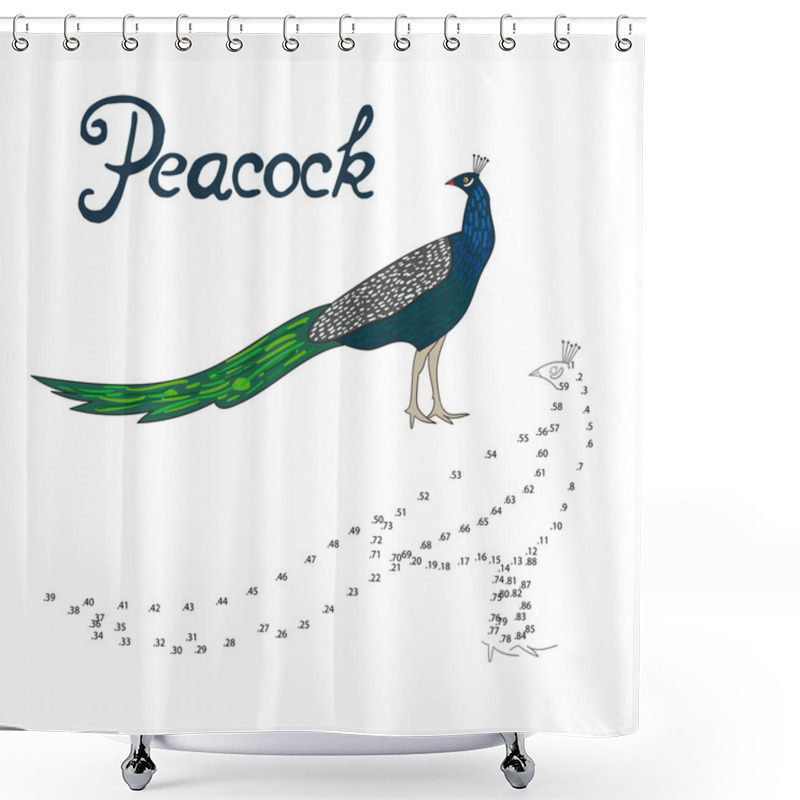 Personality  Educational Game Connect Dots To Draw Peacock Bird Shower Curtains