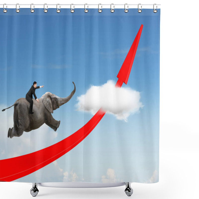 Personality  Businessman Riding Elephant On Red Arrow Up Trend Line Shower Curtains