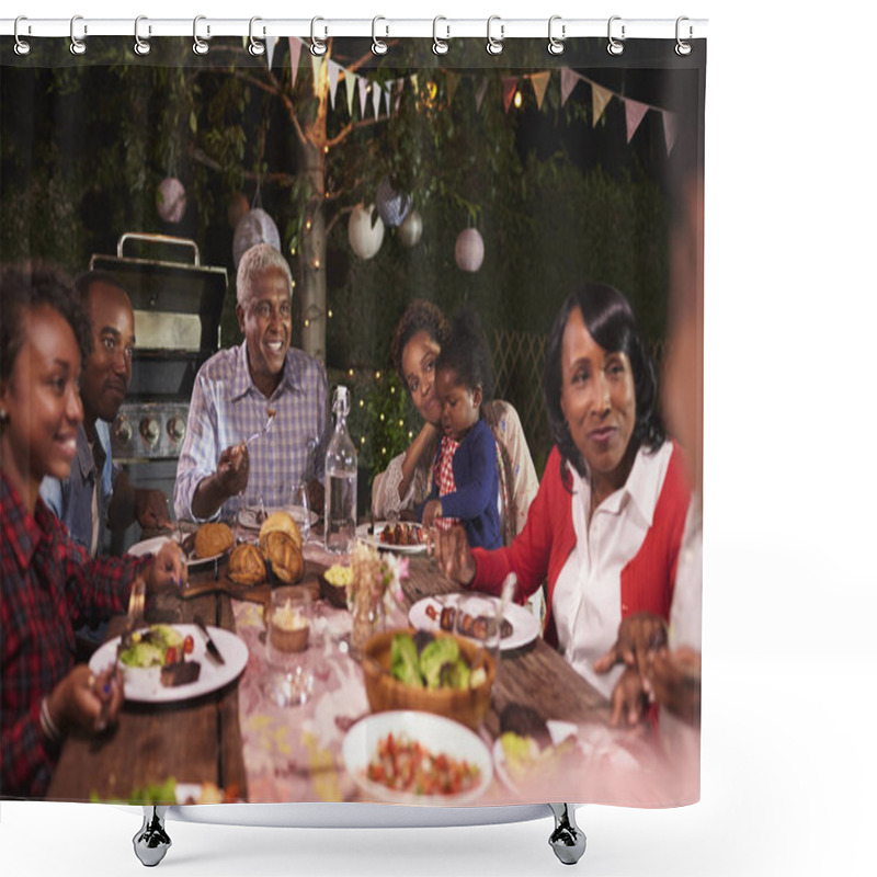 Personality  African American Family Having Barbecue Shower Curtains