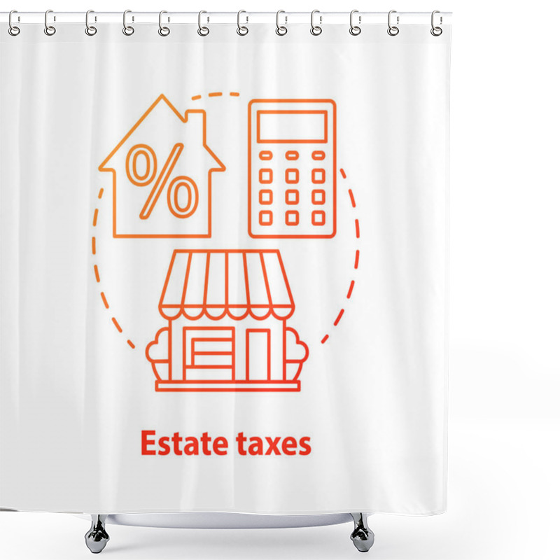 Personality  Estate Taxes Red Concept Icon. Financial Levy Idea Thin Line Illustration. Inheritance Tax. Paying Commission For Inherited Assets And Property. Real Estate Fee. Vector Isolated Outline Drawing Shower Curtains