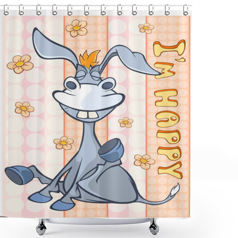 Personality  Illustration Of A Cute Cartoon Character Burro For You Design And Computer Game. Coloring Book Outline Set - Illustration Shower Curtains