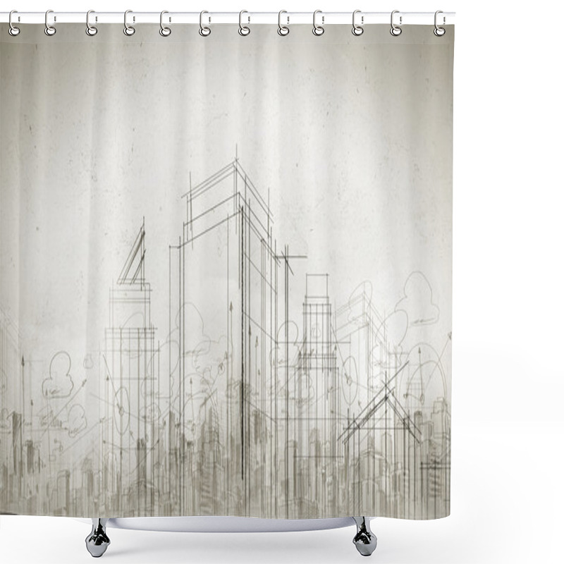 Personality  Construction Sketch Plan Shower Curtains