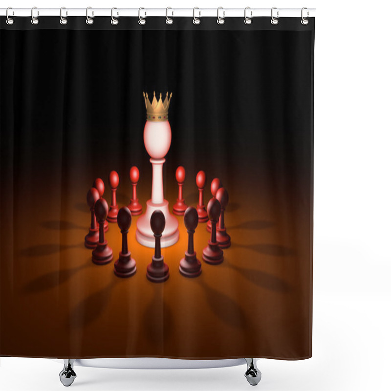 Personality  The New Leader (chess Metaphor). 3D Rendering Illustration Shower Curtains