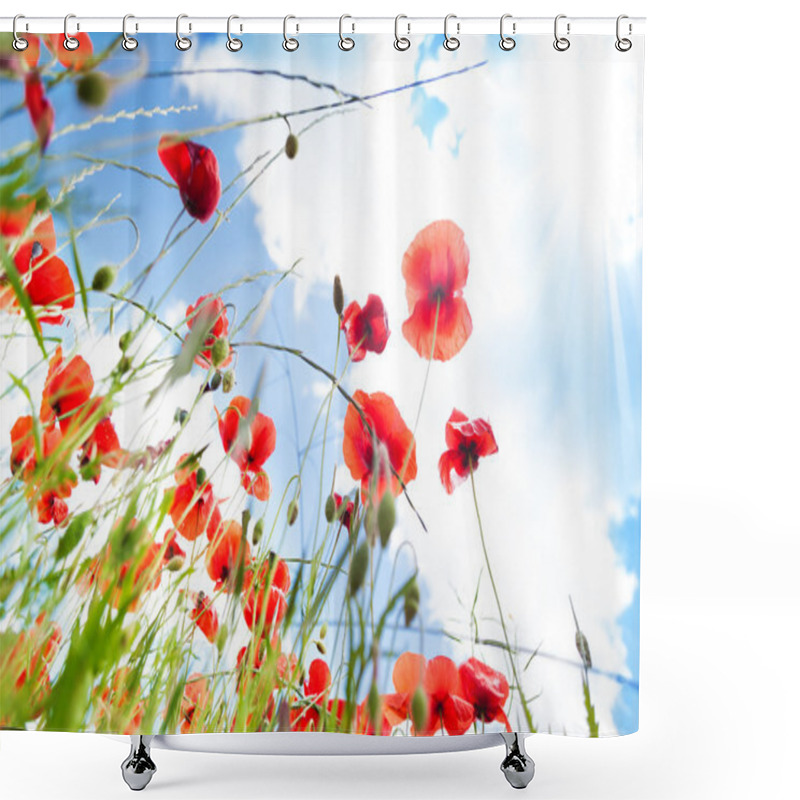 Personality  Poppies Red Flowers Shower Curtains