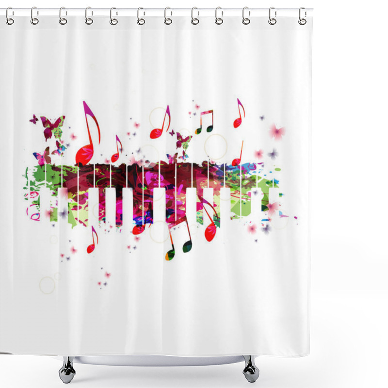 Personality   Piano Keyboard With Music Notes Shower Curtains