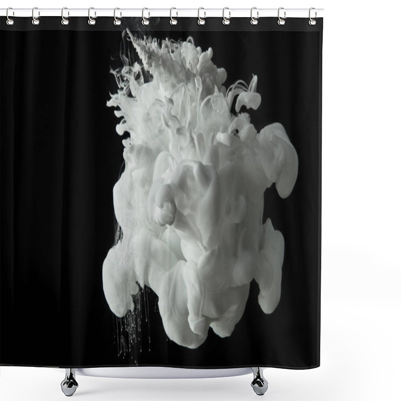 Personality  White Splash Of Paint Flowing In Water On Black Background Shower Curtains