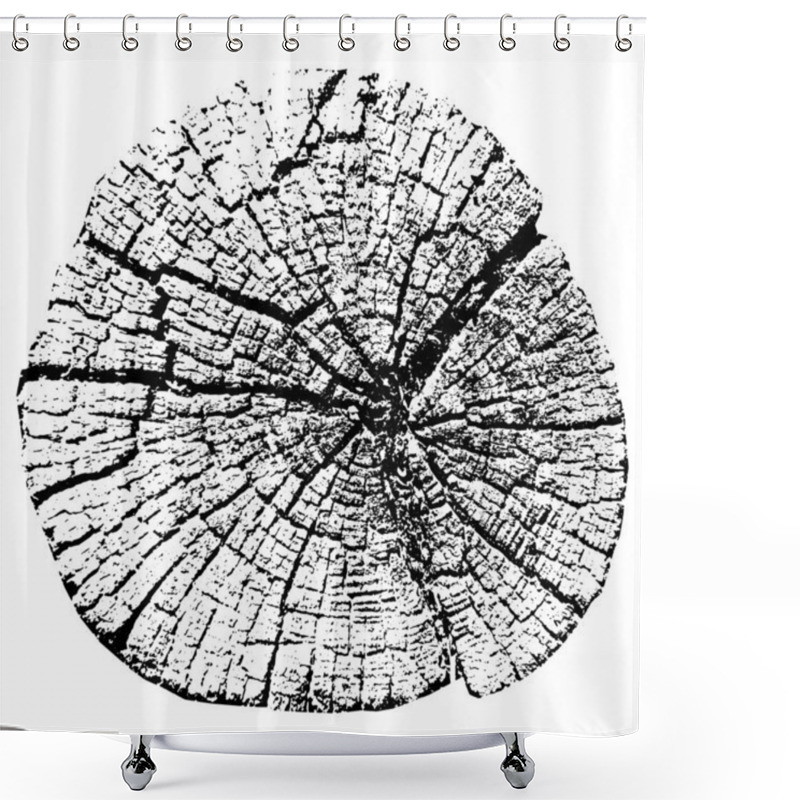 Personality  Tree Growth Rings. Natural Cut Wood. Vector Illustration. Shower Curtains