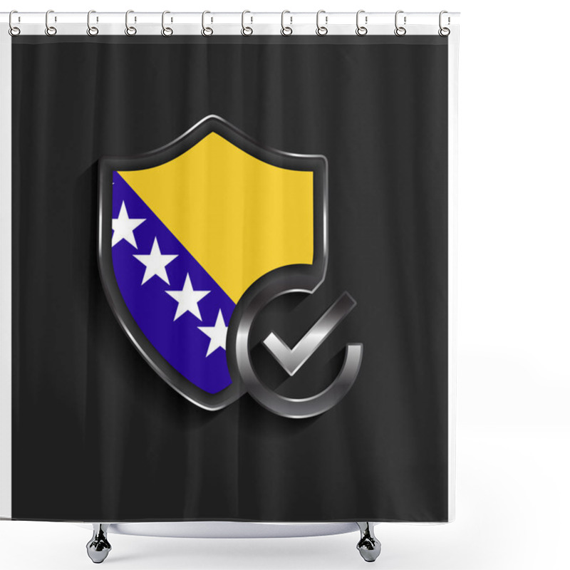 Personality  Ok Security Shield Bosnia Flag Shower Curtains