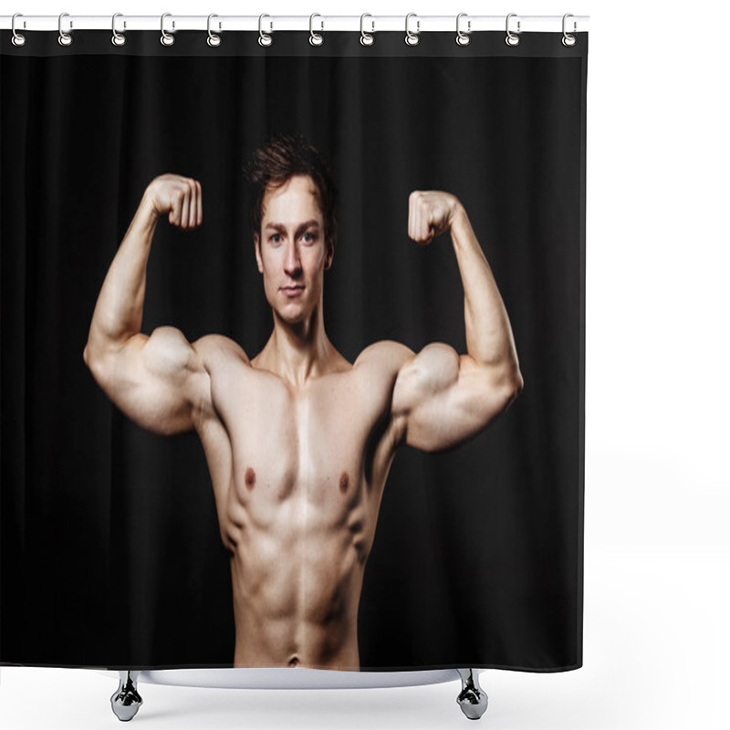 Personality  Handsome Athletic Man. Strong Bodybuilder With Six Pack, Perfect Shower Curtains