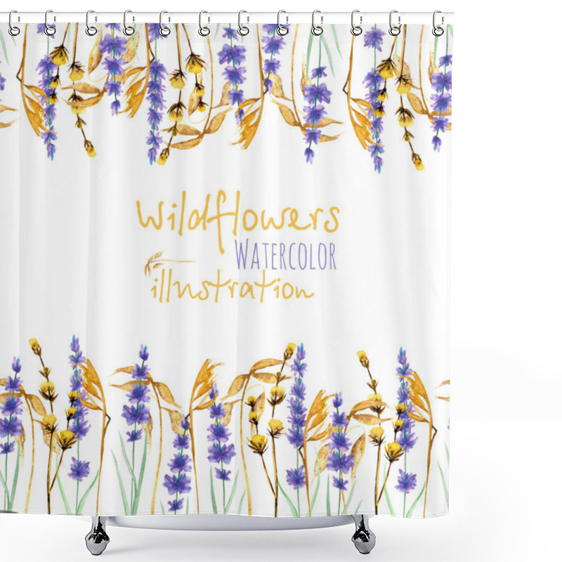 Personality  Frame Border With Wildflowers, Dryflowers And Lavender Shower Curtains