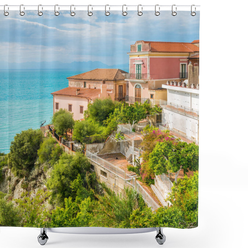 Personality  Panoramic View In Agropoli With The Sea In The Background. Cilento, Campania, Southern Italy. Shower Curtains