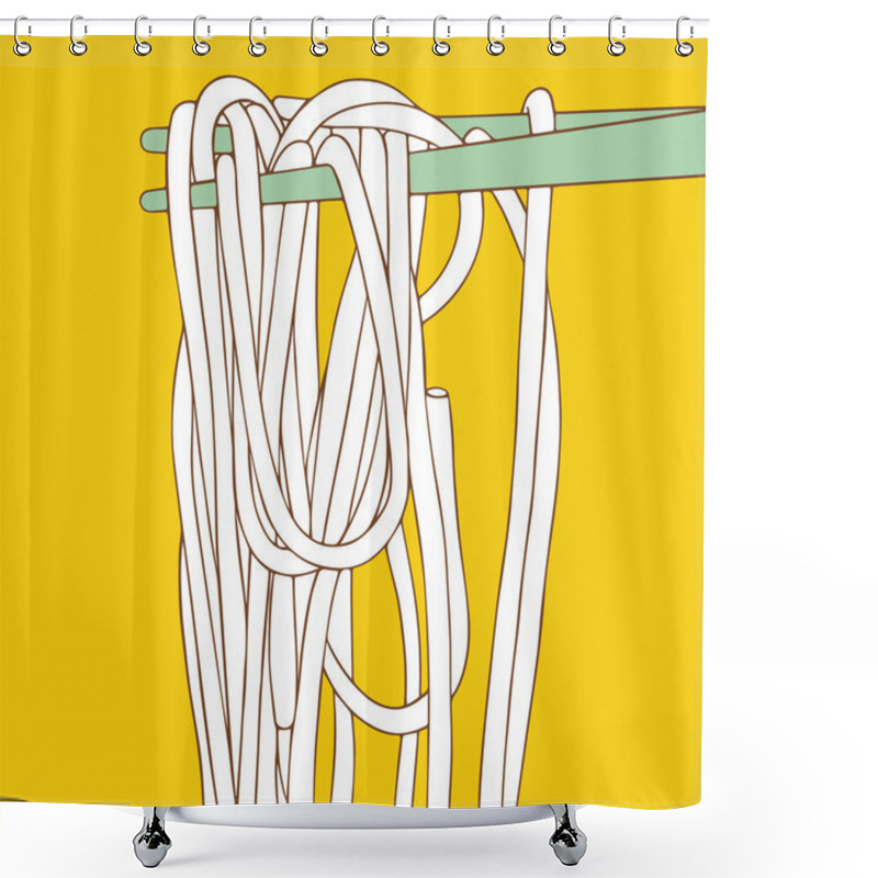 Personality  Hand Drawn Noodle And Chopsticks Shower Curtains