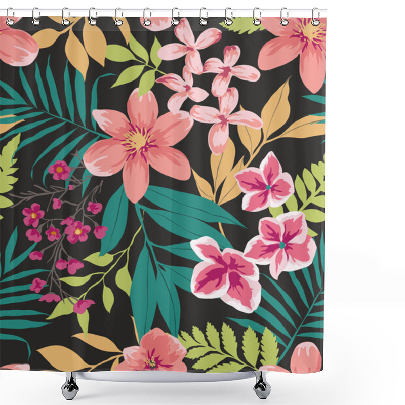 Personality  Seamless Tropical Flower ,plant Vector Pattern Background Shower Curtains