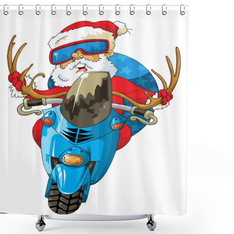 Personality  Santa Claus A Motorbike Shower Curtains