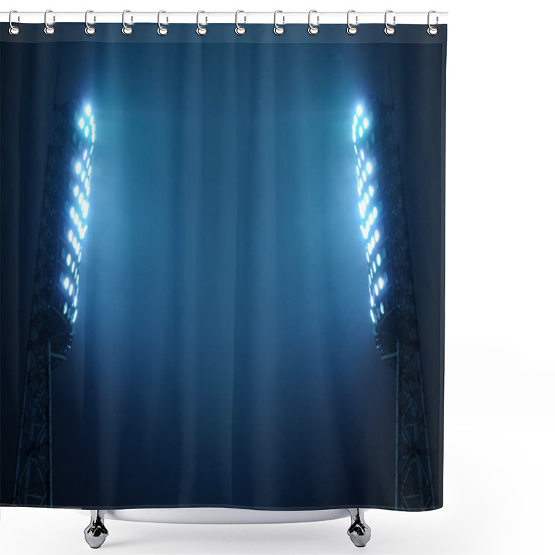 Personality  Stadium Floodlights Against Dark Night Sky Shower Curtains