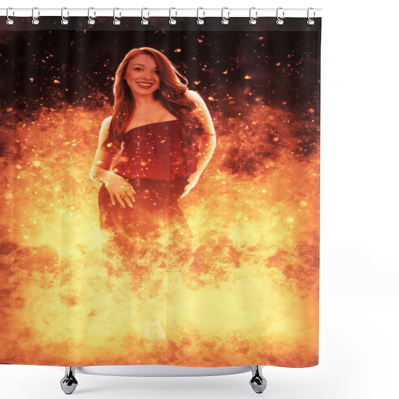 Personality  Woman On Fire Shower Curtains