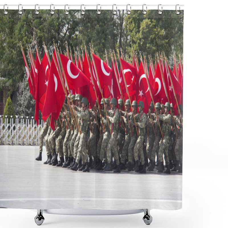 Personality  August 30th Victory Day Was Celebrated With An Official Ceremony And Military Parades At Hipodrom, Ankara On August 30, 2013 In Ankara, Turkey Shower Curtains