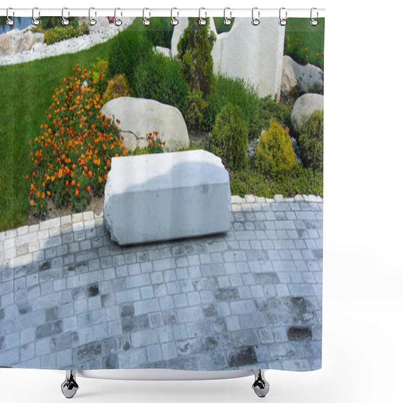 Personality  Concrete Block Paving Of Garden Pathway  Shower Curtains