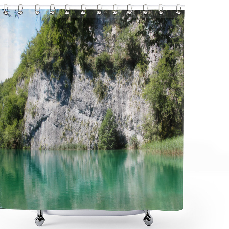 Personality  Beautiful Landscapes Waterfall, Rock Walls, Stunning Nature Views In National Park Plitvice Lakes - Plitvička Jezera, Croatia Shower Curtains