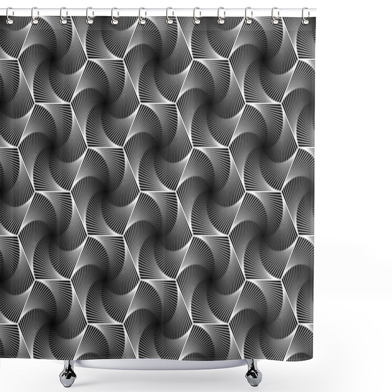 Personality  Design Seamless Monochrome Hexagonal Geometrical Pattern Shower Curtains