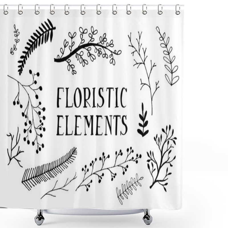 Personality  Set Of Floral Elements Shower Curtains