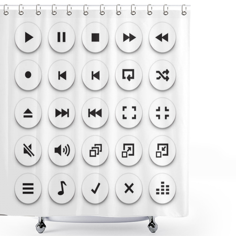 Personality  Video And Audio Player Buttons Shower Curtains